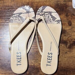 TKEES French Tips Women's Snakeskin and Tan Sandals Size 8 SKU005